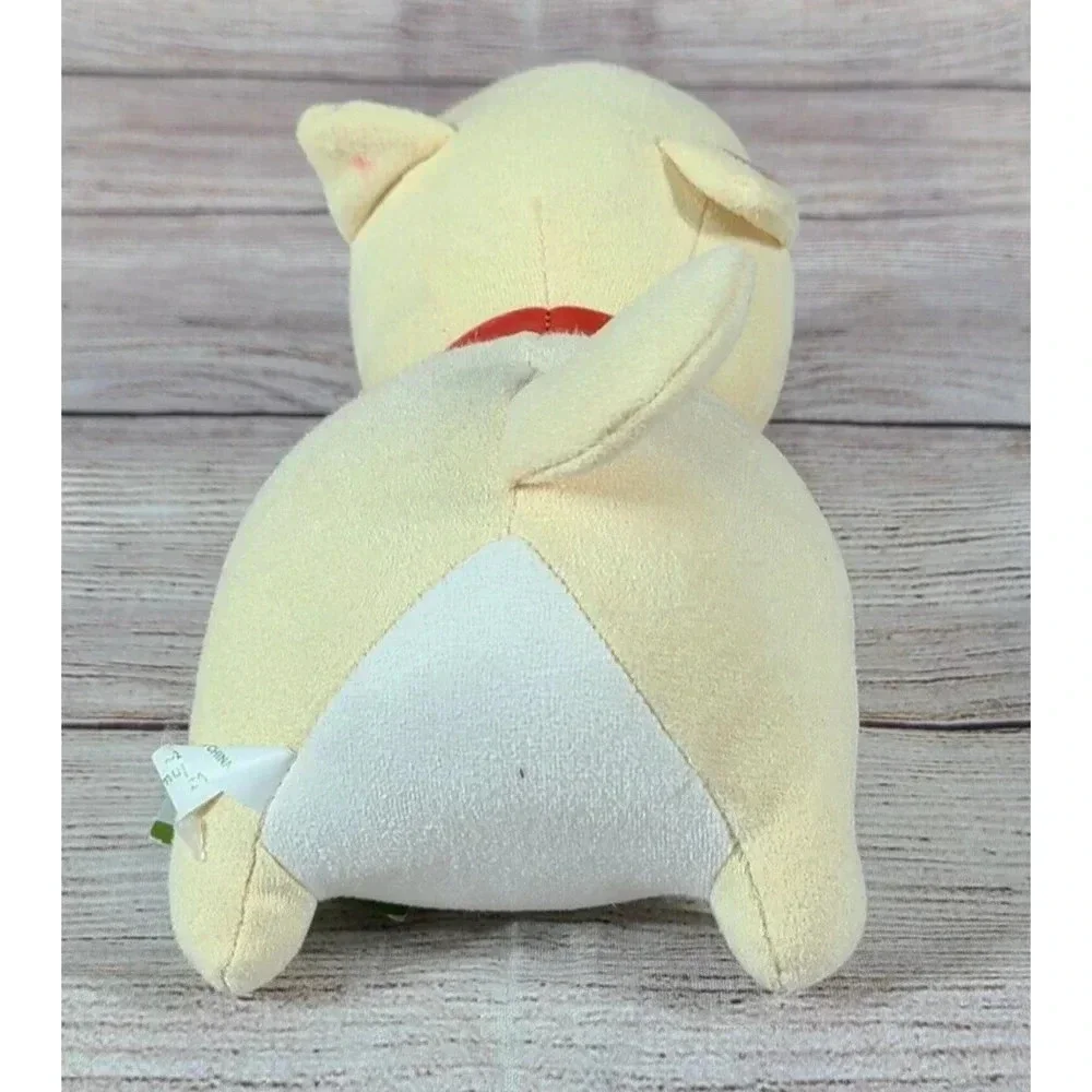Yell Baby Shiba Inu Plush Dog Stuffed Animal Toy Yellow Beige Red Collar 8